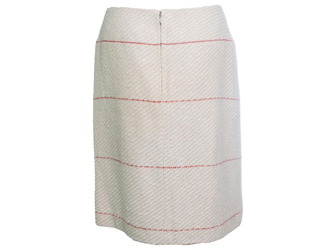 Chanel, falda de tweed beige con líneas rojas - vista 3