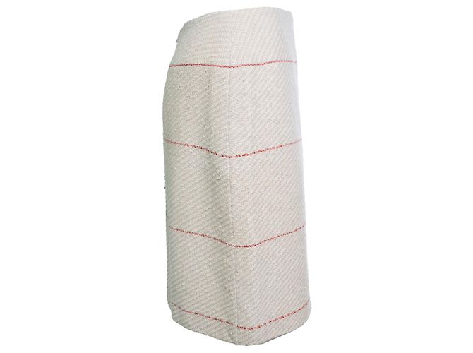 Chanel, falda de tweed beige con líneas rojas - vista 4