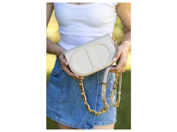 Dior CD Signature Borsa a Tracolla in Pelle - Beige/Nude - vista 3