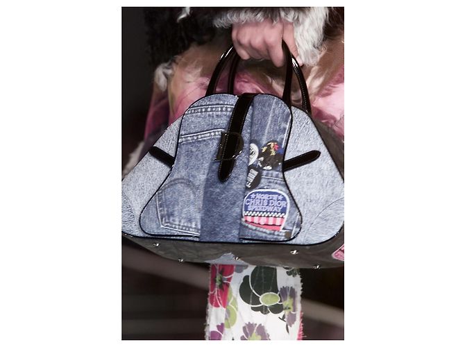 Christian Dior Miss Diorella Speedway Borsa Saddle Grande in Denim Marrone Bianco Blu Multicolore Silver hardware - vista 2