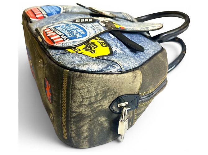 Christian Dior Miss Diorella Speedway Borsa Saddle Grande in Denim Marrone Bianco Blu Multicolore Silver hardware - vista 8