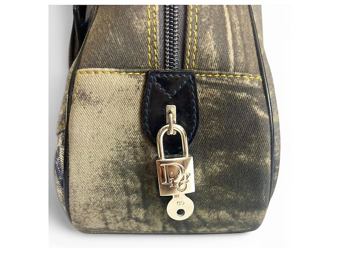 Christian Dior Miss Diorella Speedway Borsa Saddle Grande in Denim Marrone Bianco Blu Multicolore Silver hardware - vista 9
