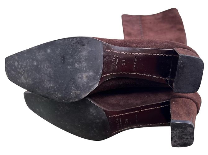 Prada Botas altas de ante marrón Castaño - vista 10