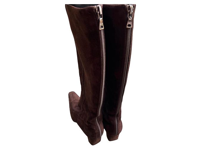 Prada Botas altas de ante marrón Castaño - vista 2