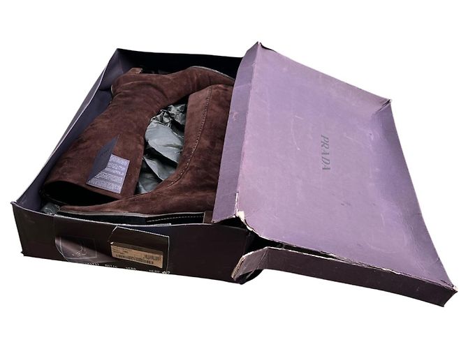 Prada Botas altas de ante marrón Castaño - vista 3