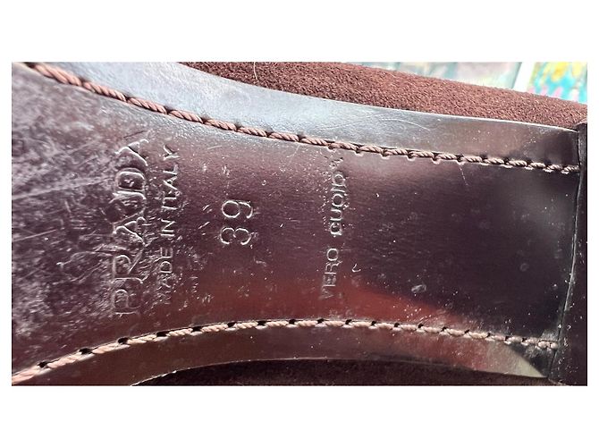 Prada Botas altas de ante marrón Castaño - vista 6