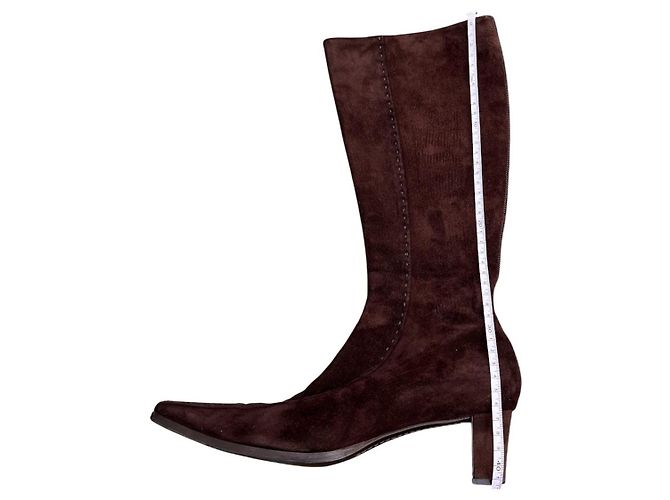 Prada Botas altas de ante marrón Castaño - vista 9