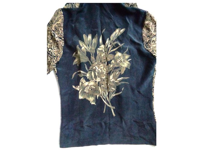 Autre Marque Otto Kern Seidenbluse mit Blumenprint Schwarz Beige - Ansicht 3