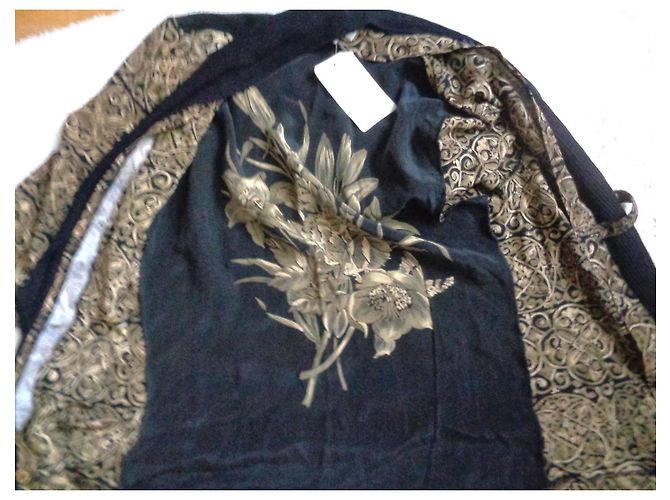 Autre Marque Otto Kern Seidenbluse mit Blumenprint Schwarz Beige - Ansicht 4