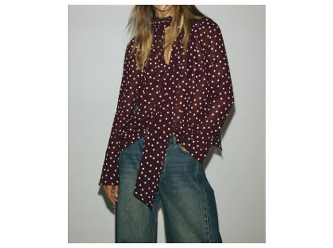 Autre Marque Camicetta Bordeaux a Pois con Fiocco Bordò - vista 2