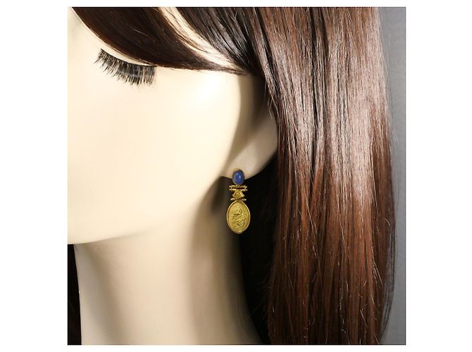 Autre Marque Orecchini a lobo in oro giallo 18K con calcedonia D'oro - vista 6
