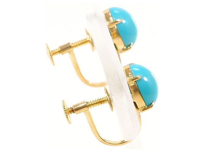 Autre Marque Orecchini a clip in oro giallo 18K con turchese D'oro - vista 2