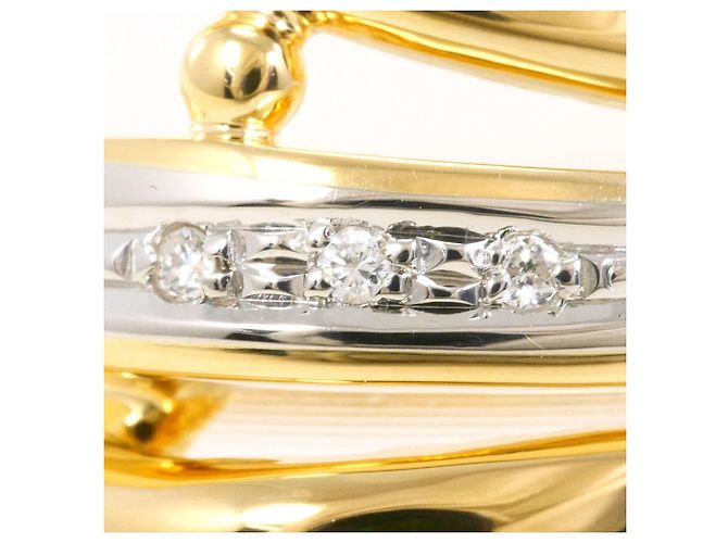 Autre Marque Elegenter 18K Gelbgold- und Platin-Diamantring Golden - Ansicht 2