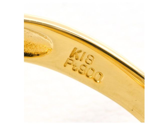 Autre Marque Elegenter 18K Gelbgold- und Platin-Diamantring Golden - Ansicht 5