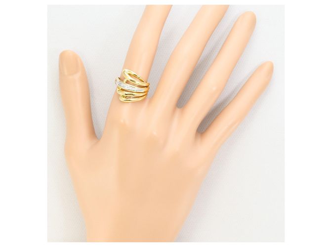 Autre Marque Elegenter 18K Gelbgold- und Platin-Diamantring Golden - Ansicht 7