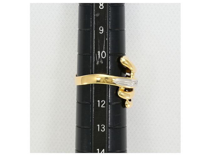 Autre Marque Elegenter 18K Gelbgold- und Platin-Diamantring Golden - Ansicht 8