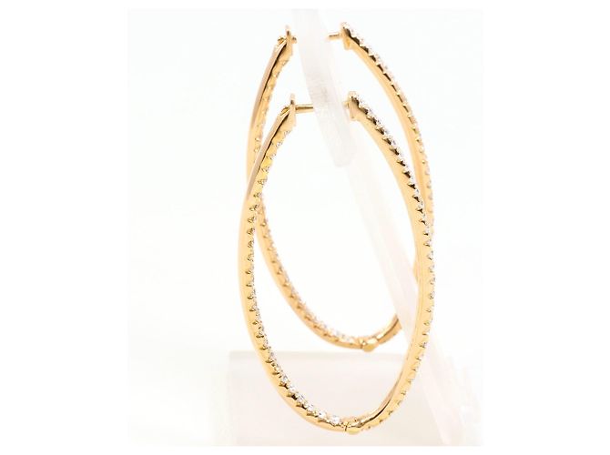 Autre Marque Orecchini a cerchio in oro rosa 18K con diamanti D'oro - vista 3