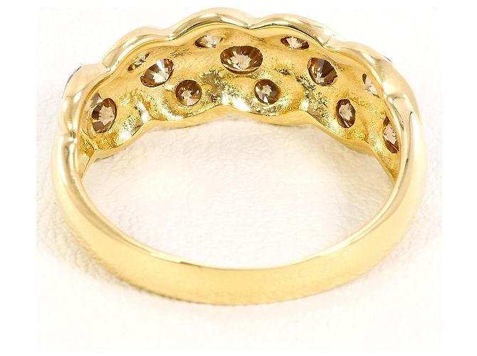 Autre Marque 18K Gelbgold-Ring mit braunem Diamanten Golden - Ansicht 4