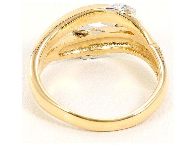 Autre Marque PT900 Platin- und 18K Gelbgold-Ring mit Diamant Golden - Ansicht 4