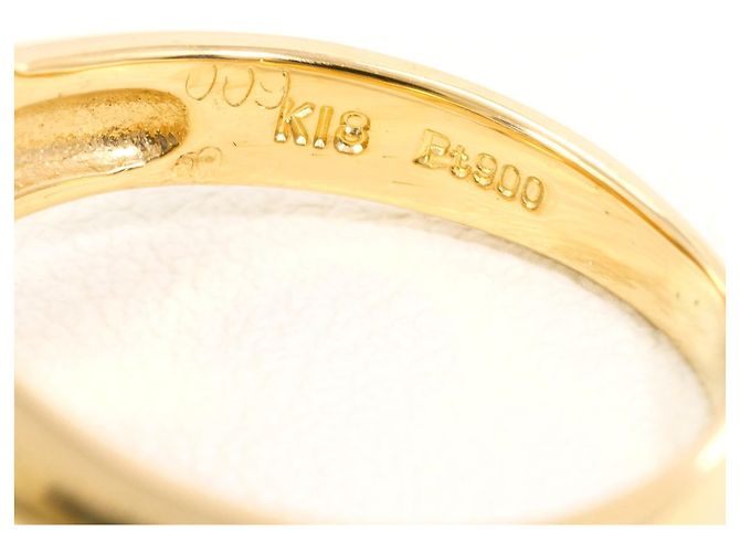 Autre Marque PT900 Platin- und 18K Gelbgold-Ring mit Diamant Golden - Ansicht 5
