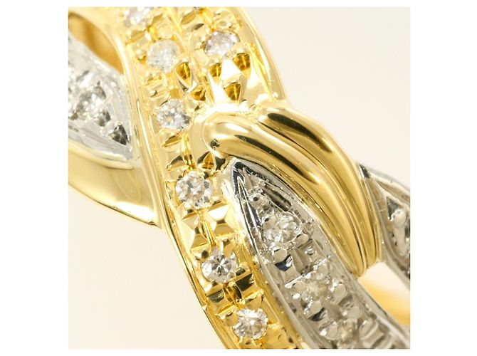 Autre Marque 18K Gelbgold- und Platin-Ring mit Diamant Golden - Ansicht 2