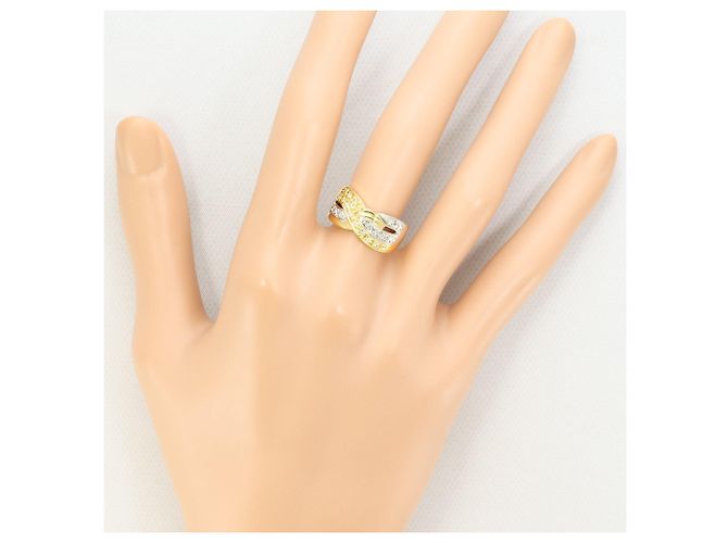 Autre Marque 18K Gelbgold- und Platin-Ring mit Diamant Golden - Ansicht 6