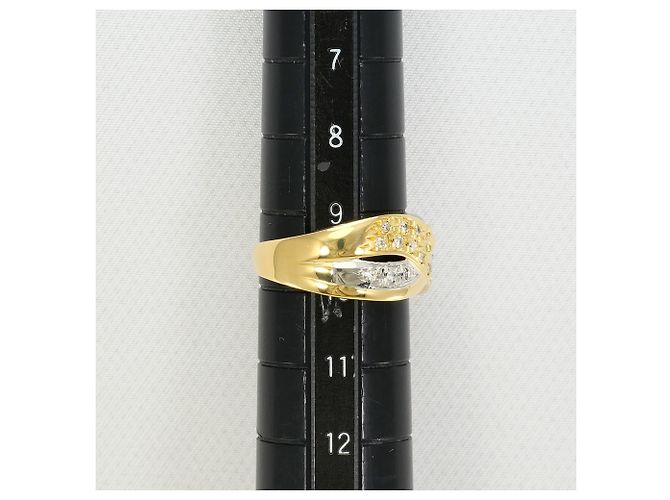 Autre Marque 18K Gelbgold- und Platin-Ring mit Diamant Golden - Ansicht 7