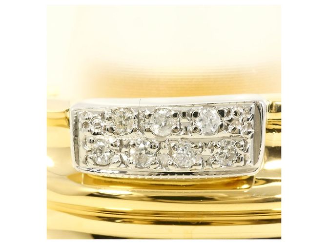 Autre Marque 18K Gelbgold- und Platin-Ring mit Diamant Golden - Ansicht 2