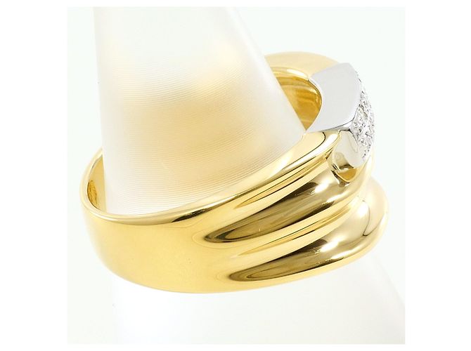 Autre Marque 18K Gelbgold- und Platin-Ring mit Diamant Golden - Ansicht 3