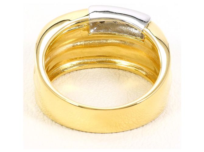 Autre Marque 18K Gelbgold- und Platin-Ring mit Diamant Golden - Ansicht 4