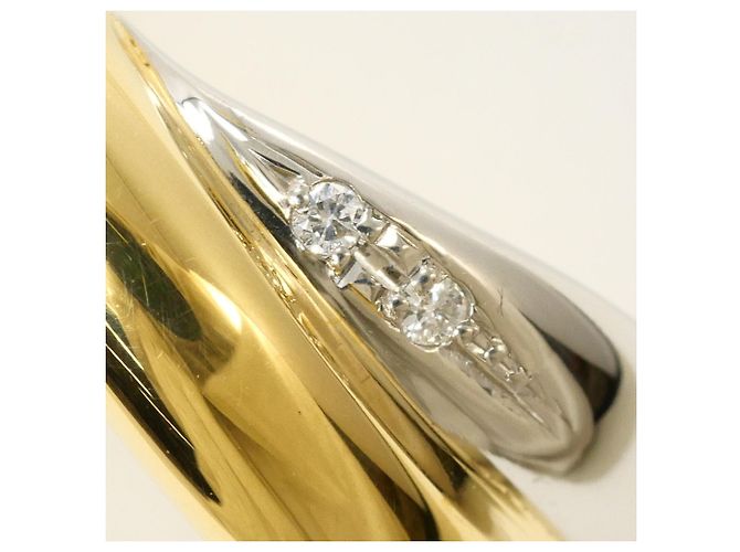 Autre Marque 18K Gelbgold- und Platin-Ring mit Diamant Golden - Ansicht 2