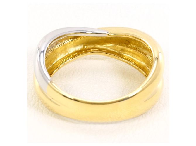 Autre Marque 18K Gelbgold- und Platin-Ring mit Diamant Golden - Ansicht 4