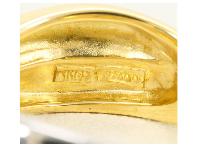Autre Marque 18K Gelbgold- und Platin-Ring mit Diamant Golden - Ansicht 5