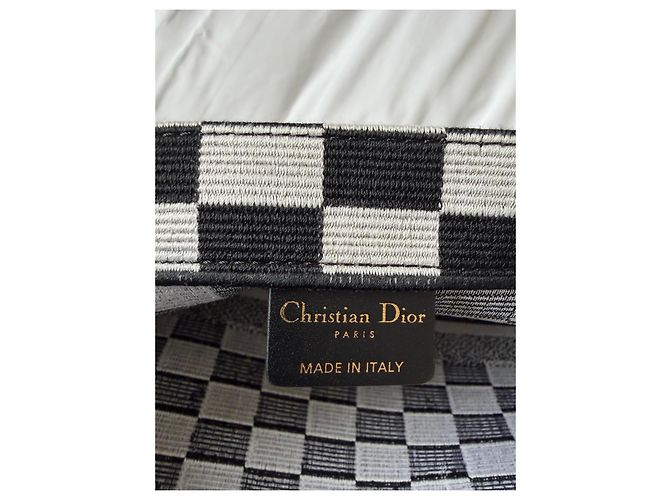 Dior Caro Grande Borsa Tote Jacquard Dior Oblique Nero Bianco - vista 6