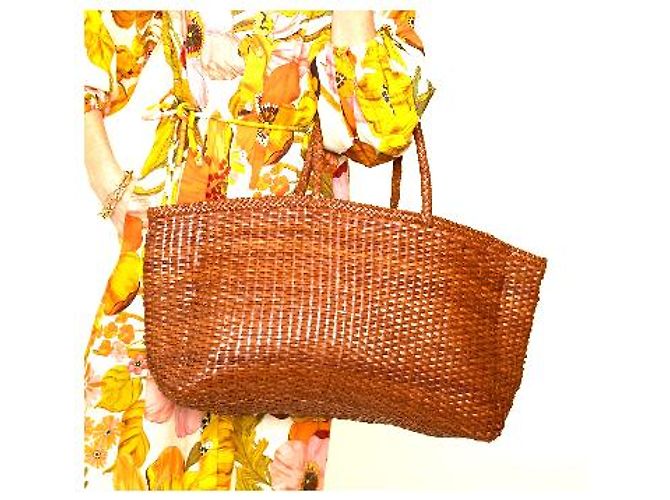 Autre Marque Dragon Diffusion Borsa Tote in Pelle Intrecciata Marrone - vista 7