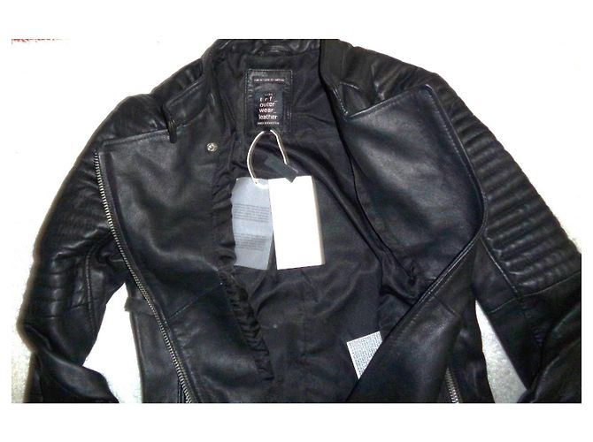 Zara Black Leather Biker Jacket - view 2