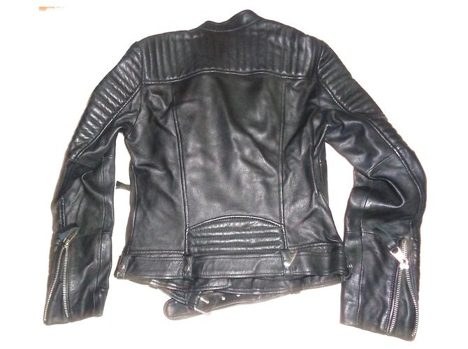 Zara Black Leather Biker Jacket - view 3