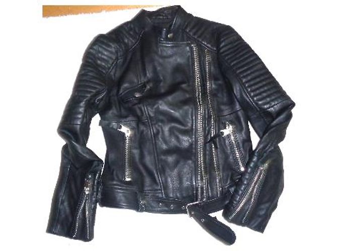 Zara Black Leather Biker Jacket - view 6