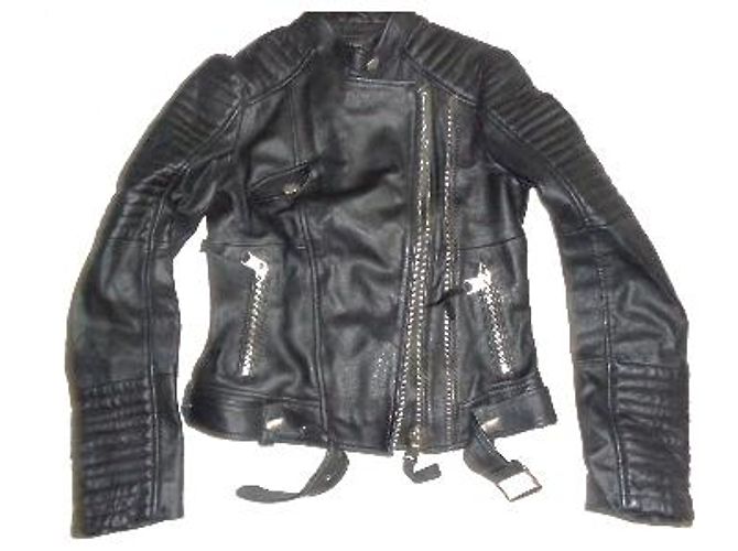 Zara Black Leather Biker Jacket - view 7