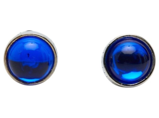 Orecchini a clip Chanel Logo Gripoix Argento Blu - vista 2