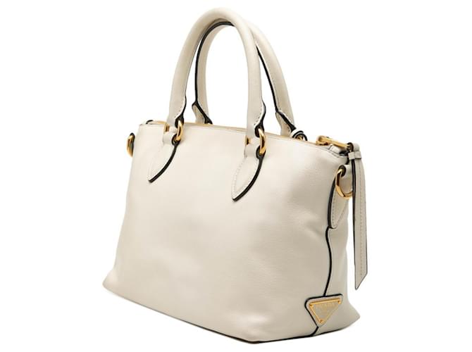 Borsa con placca logo Triangle Prada Bianco - vista 2