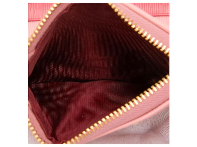 Portafoglio bi-fold con logo Prada in pelle rosa - vista 5