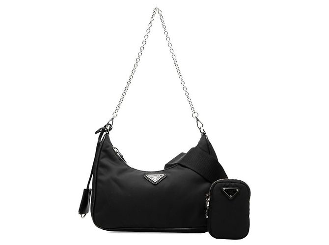 Borsa a tracolla con catena Prada Re-Edition 2005 Nero - vista 6