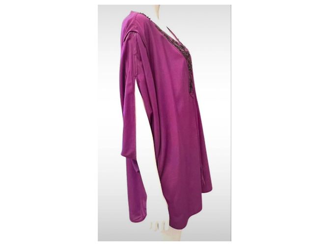 Túnica de seda morada Laurèl adornada con perlas Púrpura - vista 2