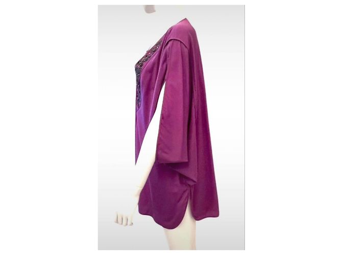 Túnica de seda morada Laurèl adornada con perlas Púrpura - vista 3