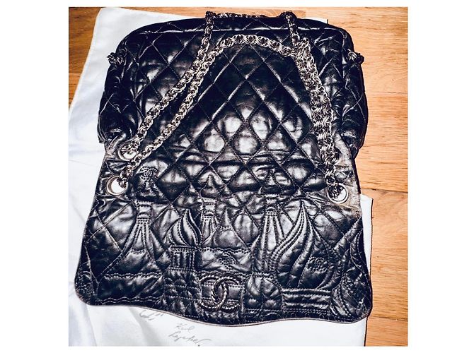 Chanel Paris-Mosca borsa con patta in pelle nera trapuntata Nero - vista 3