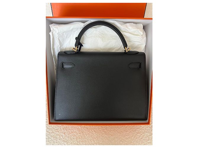 Hermès Kelly 32 Sellier Nero Pelle Togo - vista 2