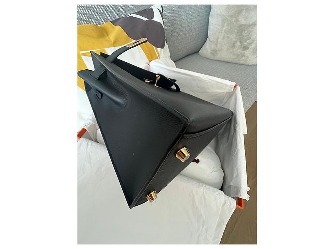 Hermès Kelly 32 Sellier Nero Pelle Togo - vista 5