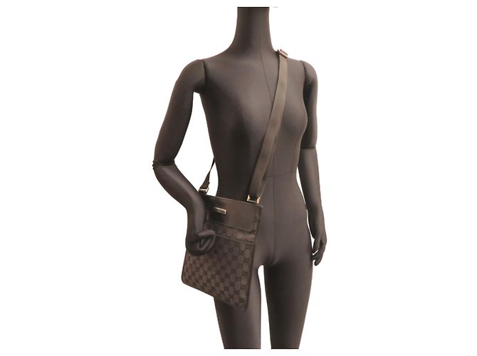 Borsa a tracolla Gucci GG Canvas Nera Nero - vista 8