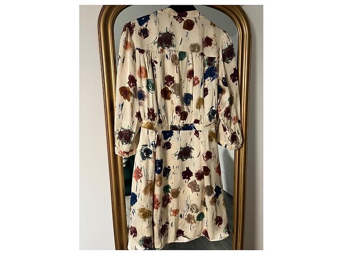Kenzo Wickelkleid mit abstraktem Print Braun Rot Blau Mehrfarben Grün Roh Creme - Ansicht 2